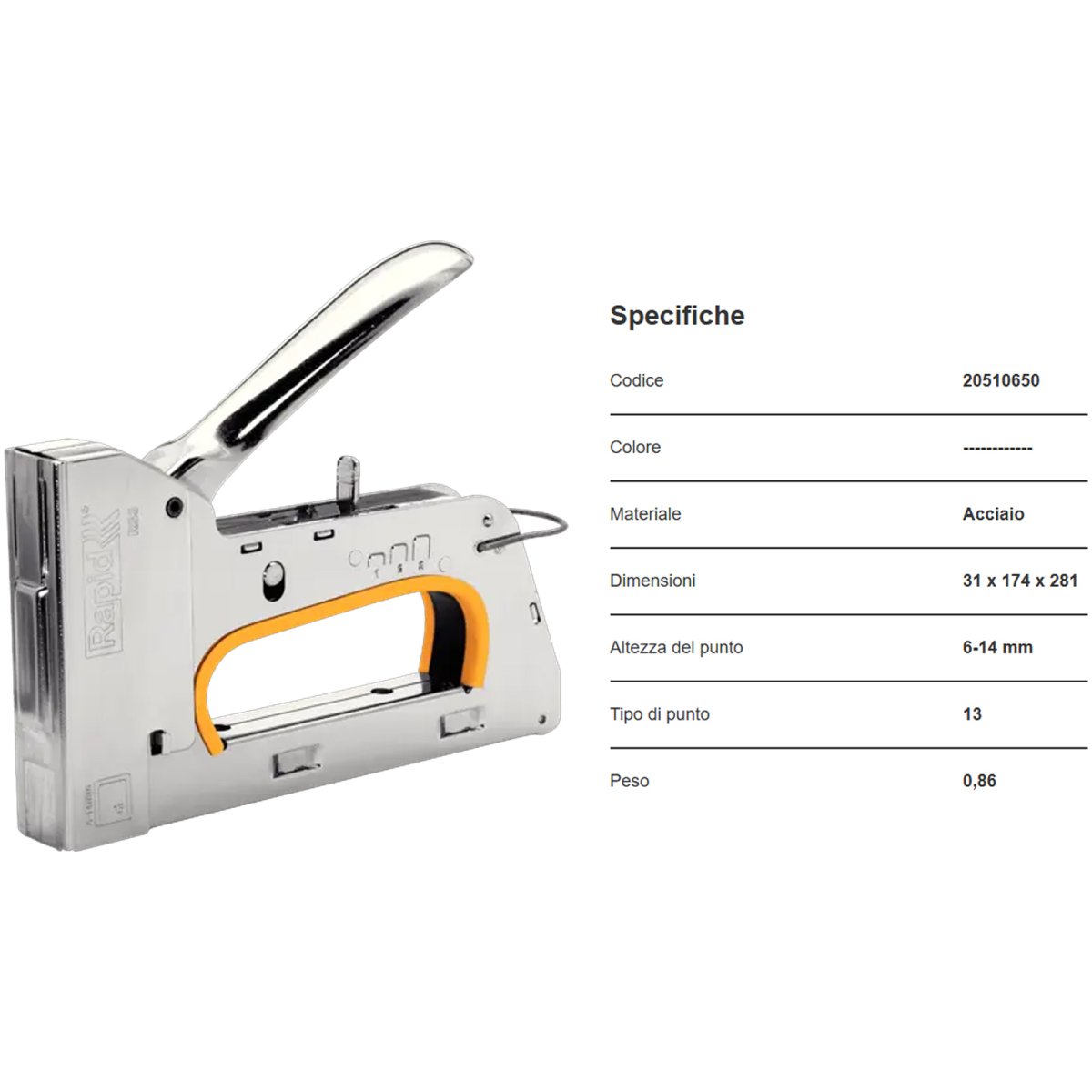 Graffatrice Professionale in Aciaio RAPID TOOLS per Graffa tipo Fine No.13 da 6mm a 14mm con 3 Regolazioni di Potenza modello R33E PRO - immagine 5