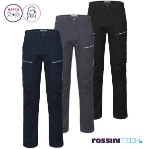 Pantalone Cargo Invernale Multitasche per Donna ROSSINI in Cotone Twill Elasticizzato 340 g/m² con Triple Cuciture al Cavallo per Edilizia, Industria, Logistica modello R-STRETCH LADY