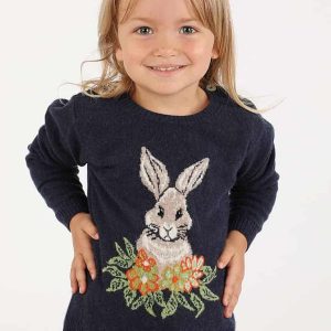 Girocollo in lana e cashmere unisex bimba/o intarsiato con coniglio